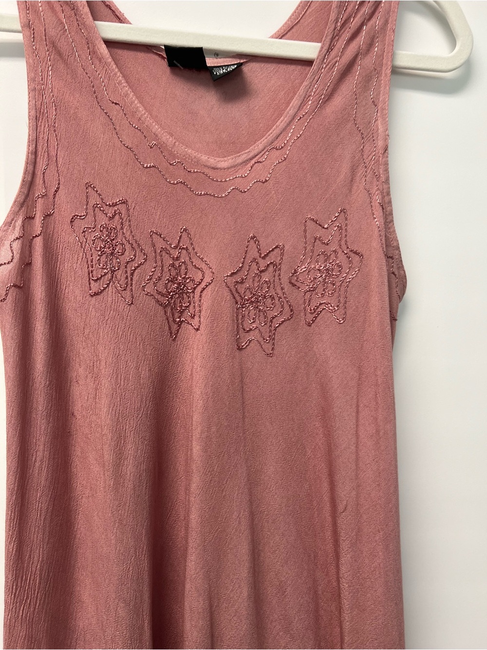 NWT S.L. Fashions Dusty Rose Embroidered Swing Dress Boho Floral Size OS